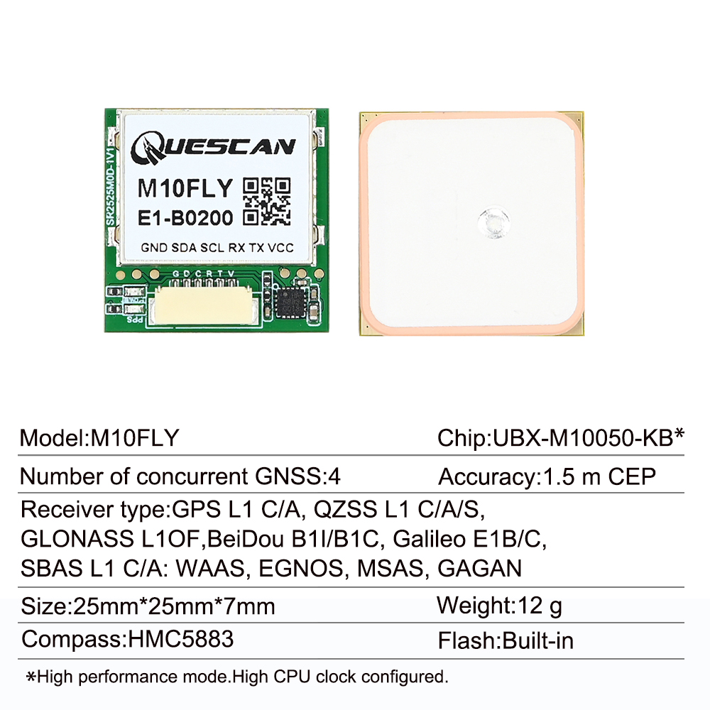 Quescan 25mm*25mm M10FLY 10Hz  - Gps Module Drone 评论和价格