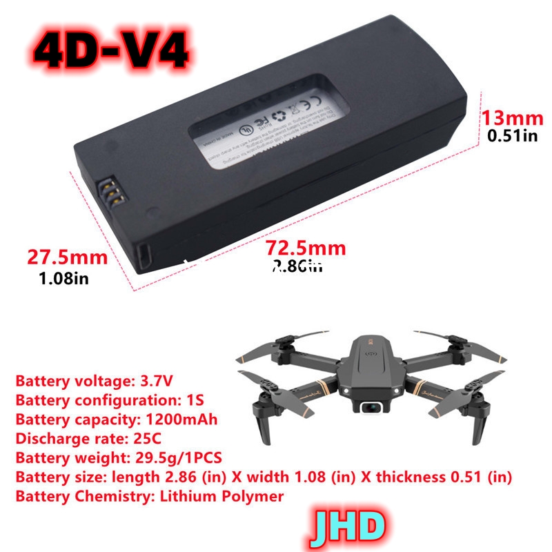 JHD Bateria 4DRC V4 Battery 3. - Drone Rc V4 评论和价格